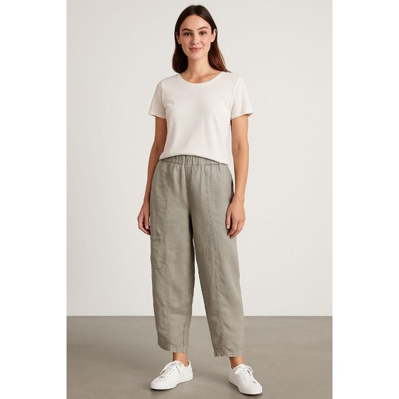 Cut Loose Spring Summer Linen Lounge Pants Gray Wide Leg Sz Medium - Picture 1 of 9